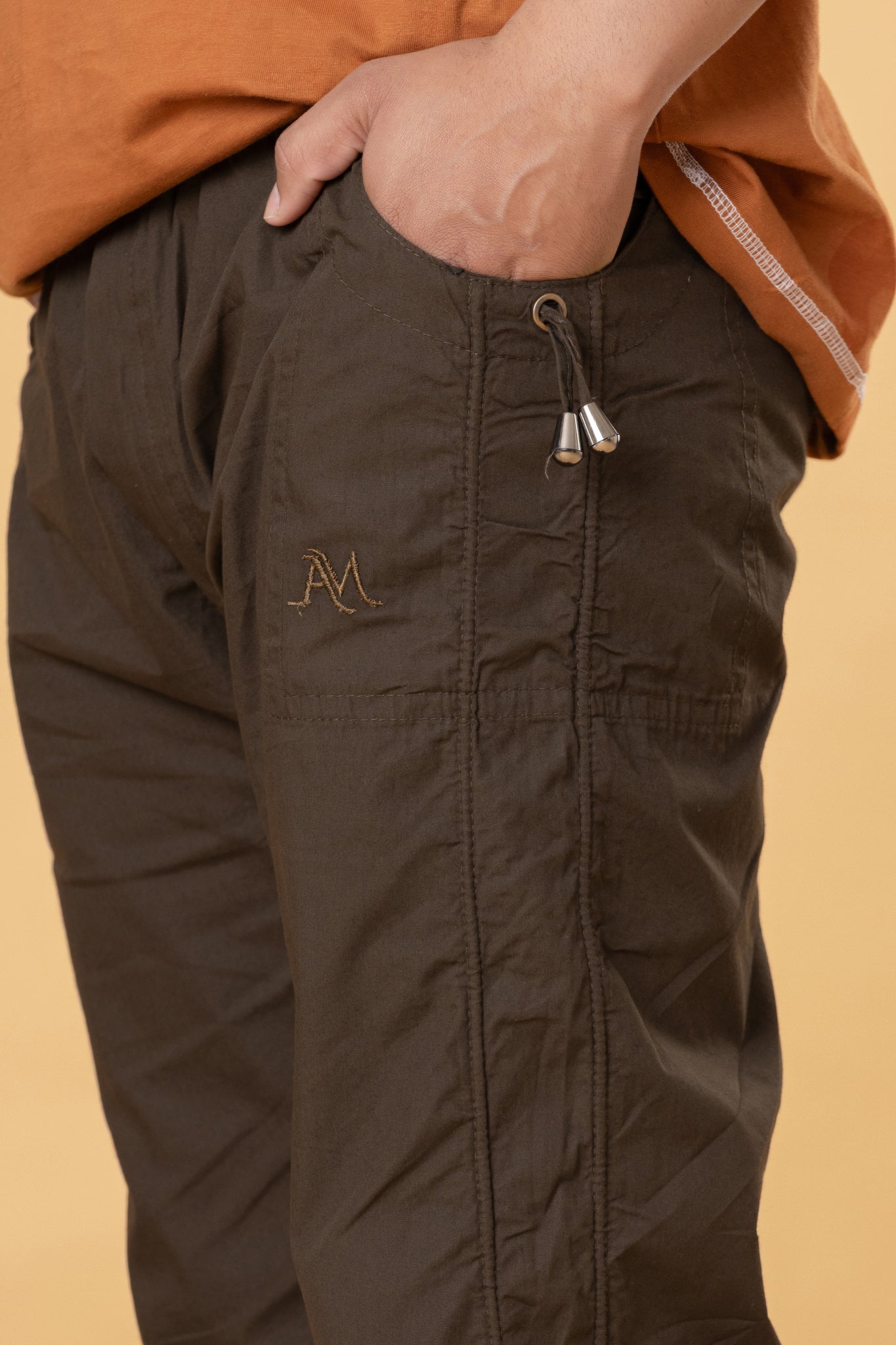 Olive Brown Relaxed-Fit Pyjama Pants
