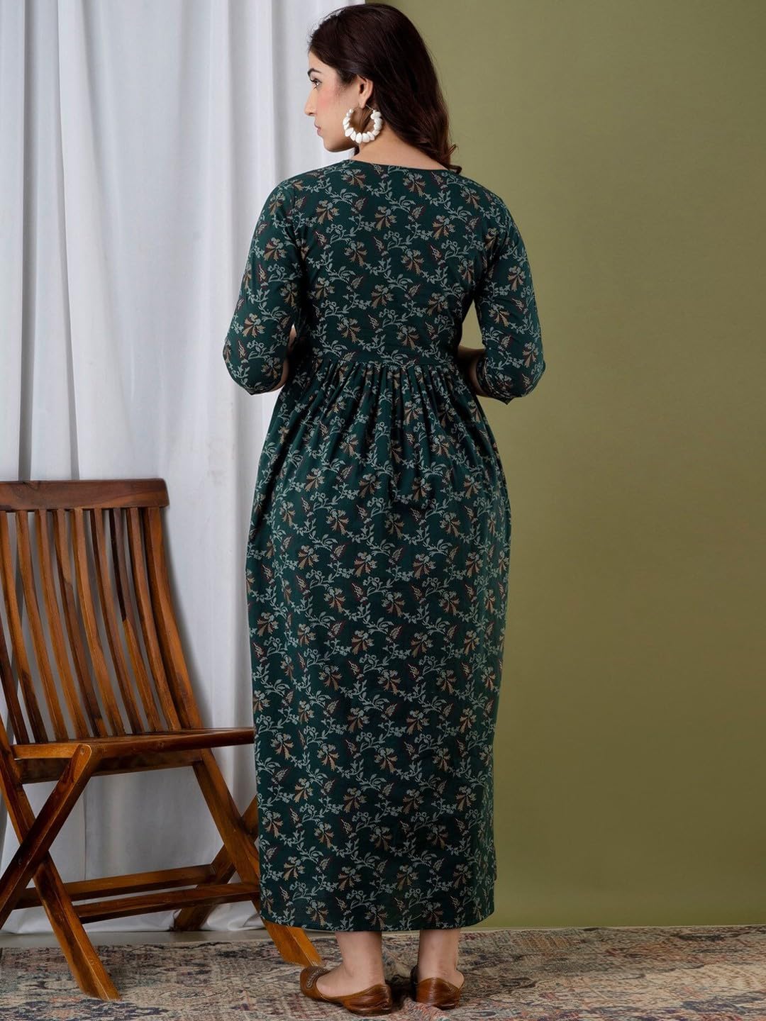 Kunal Enterprises Women's Cotton Floral Printed Maternity Feeding DressKurti with Zipper Maternity Gown for Women Feeding Dress