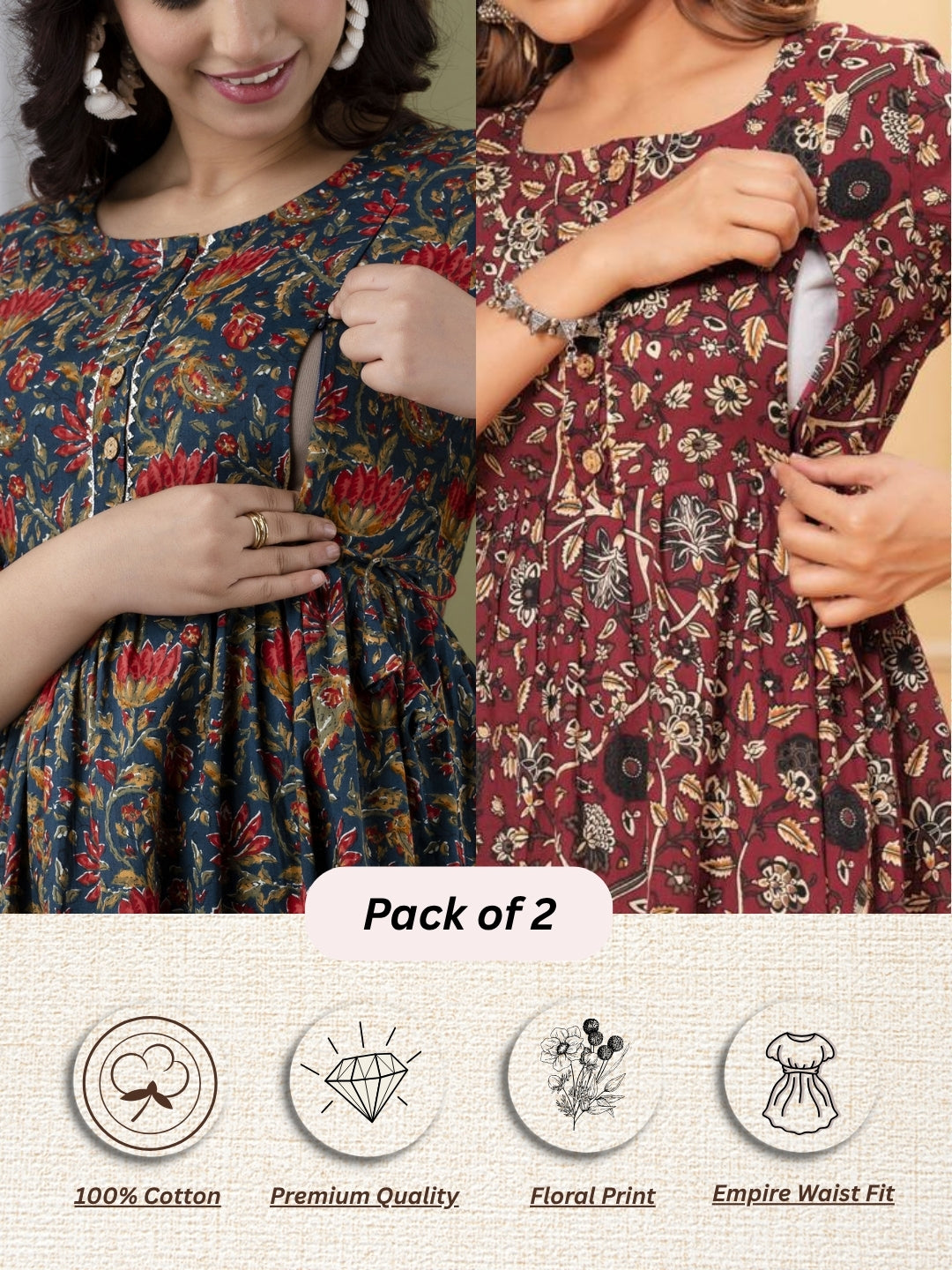 Zip Maternity Kurti Combo (2 pcs)