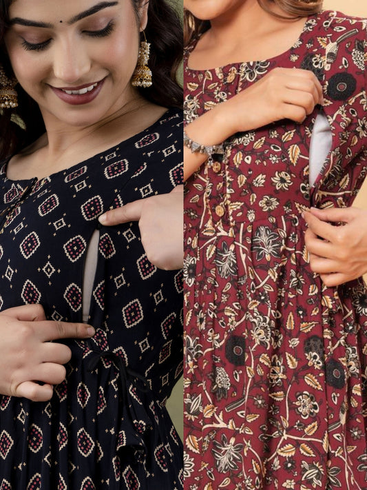 Maternity Feeding Kurti Combo – Stylish Set of 2