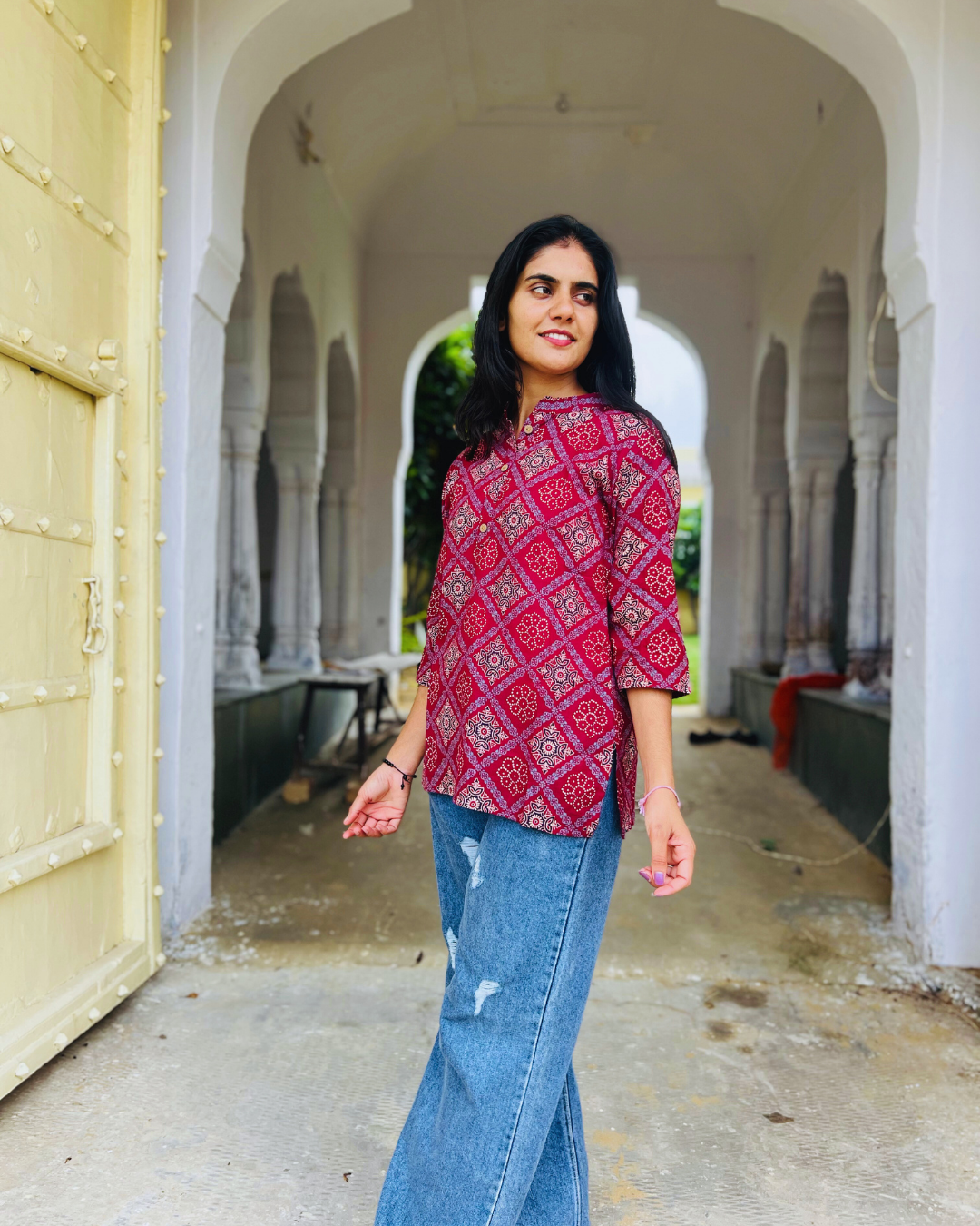 Aabha Red Elegance Kurti
