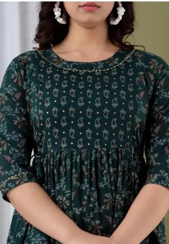 Kunal Enterprises Women's Cotton Floral Printed Maternity Feeding DressKurti with Zipper Maternity Gown for Women Feeding Dress