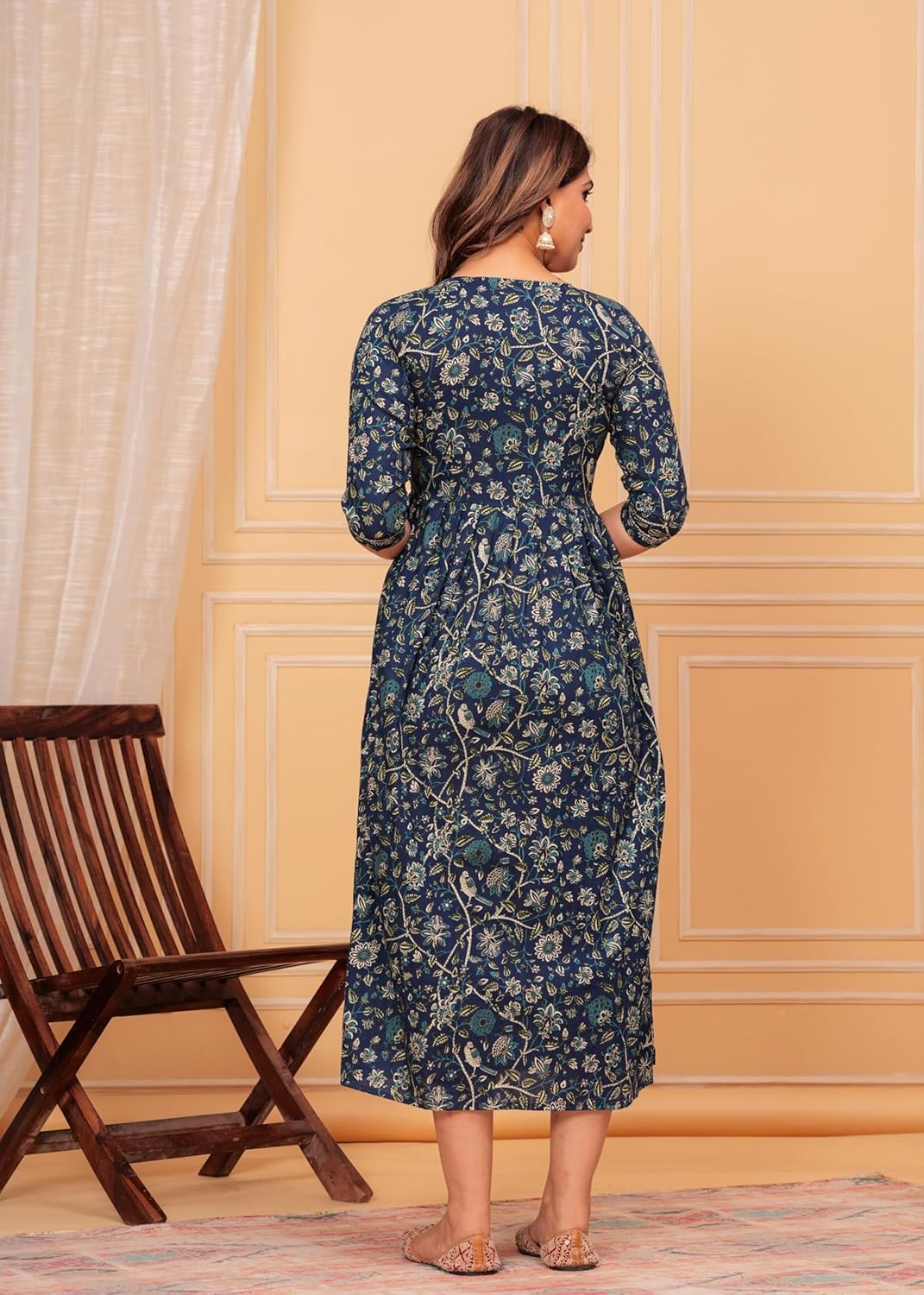 Maternity Feeding Kurti for Women | Cotton Blend Anarkali Dress with Nursing Zip for Pre & Post Pregnancy | Summer Dress