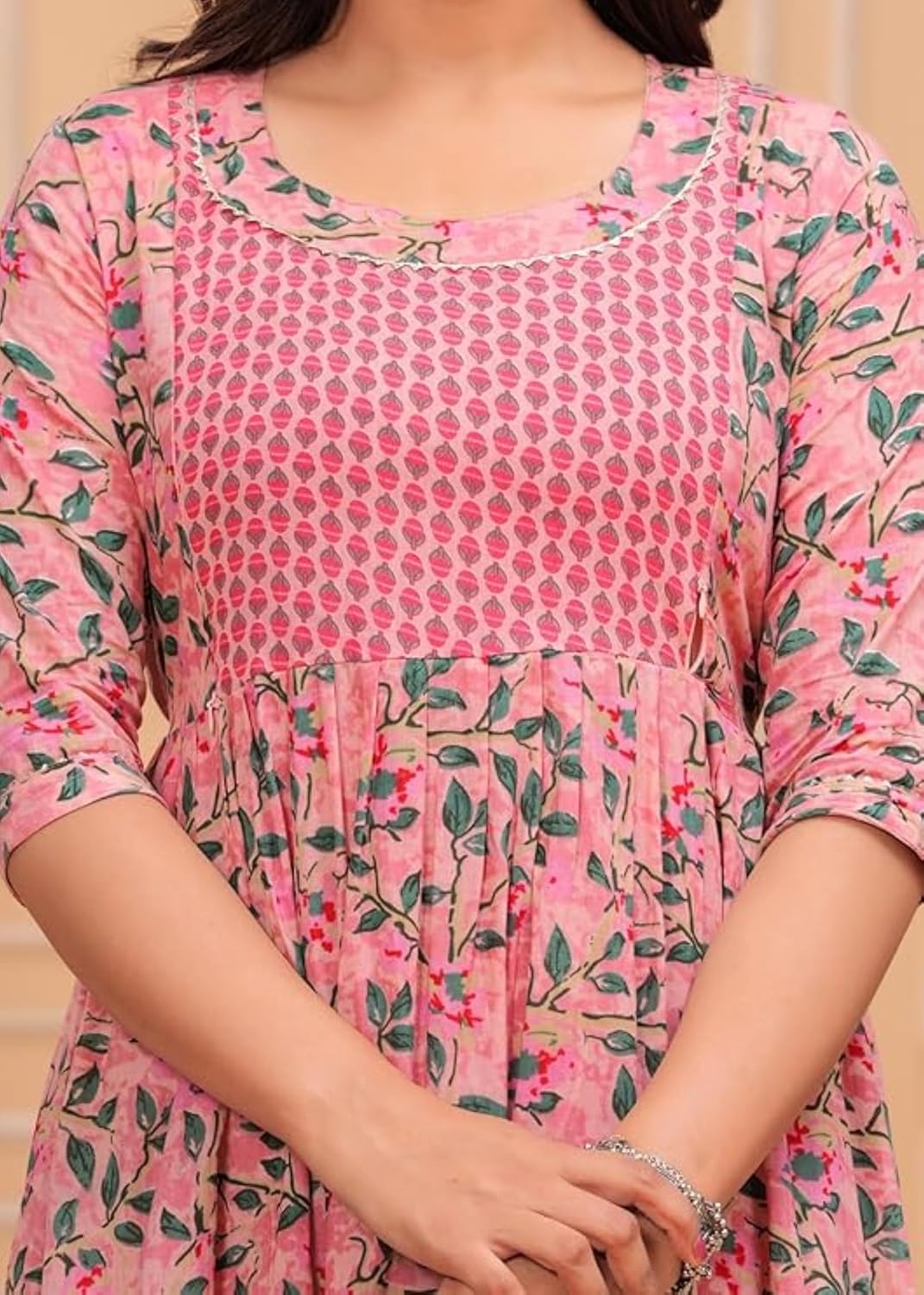 Chitranshi Women's Pure Cotton Floral Printed Both Side Invisible Vertical Zipper Feeding Kurti | All Over Print Maternity Gown