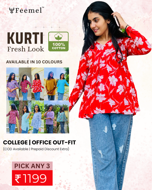 3 Kurtis for ₹1,199