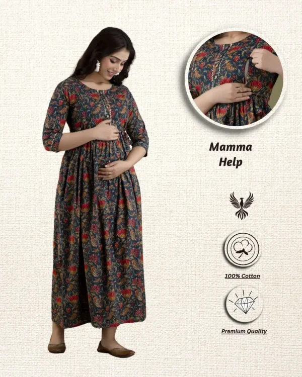 Floral Print Nursing Kurti – Lightweight & Stretchable for Bump to Baby
