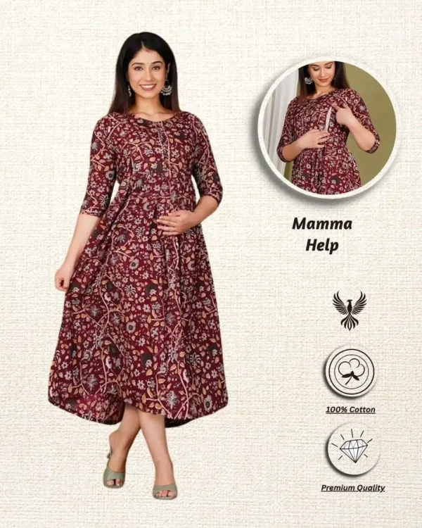 Solid Color Feeding Kurti – Breathable Fabric for Pregnancy & Postpartum